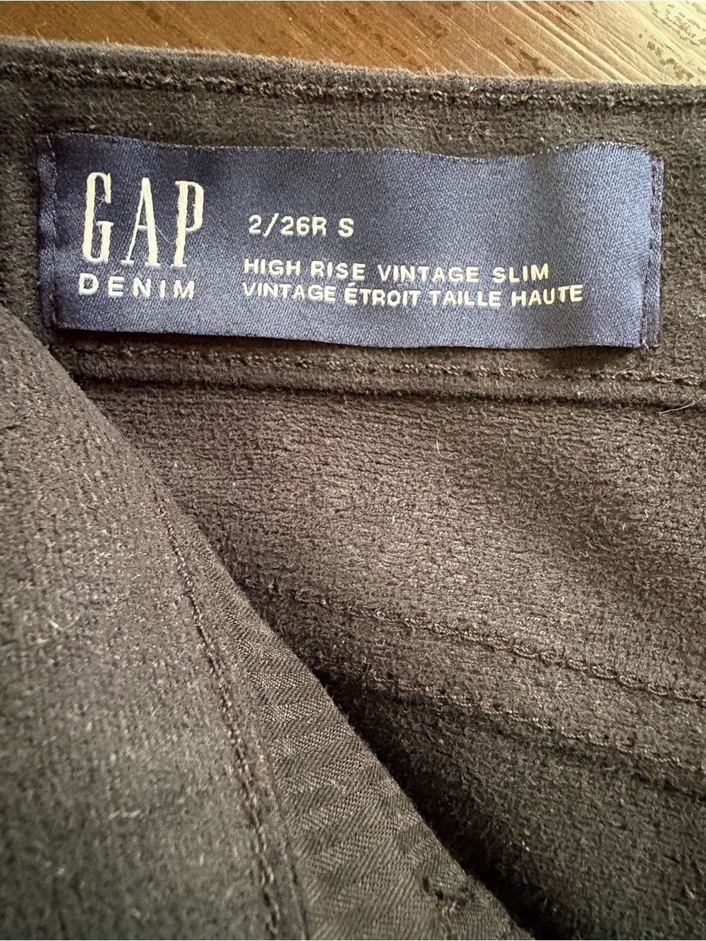 GAP High Rise Black Vegan Faux Leather Straight Leg Vintage Slim Pants, Sz 26 - Picture 6 of 12